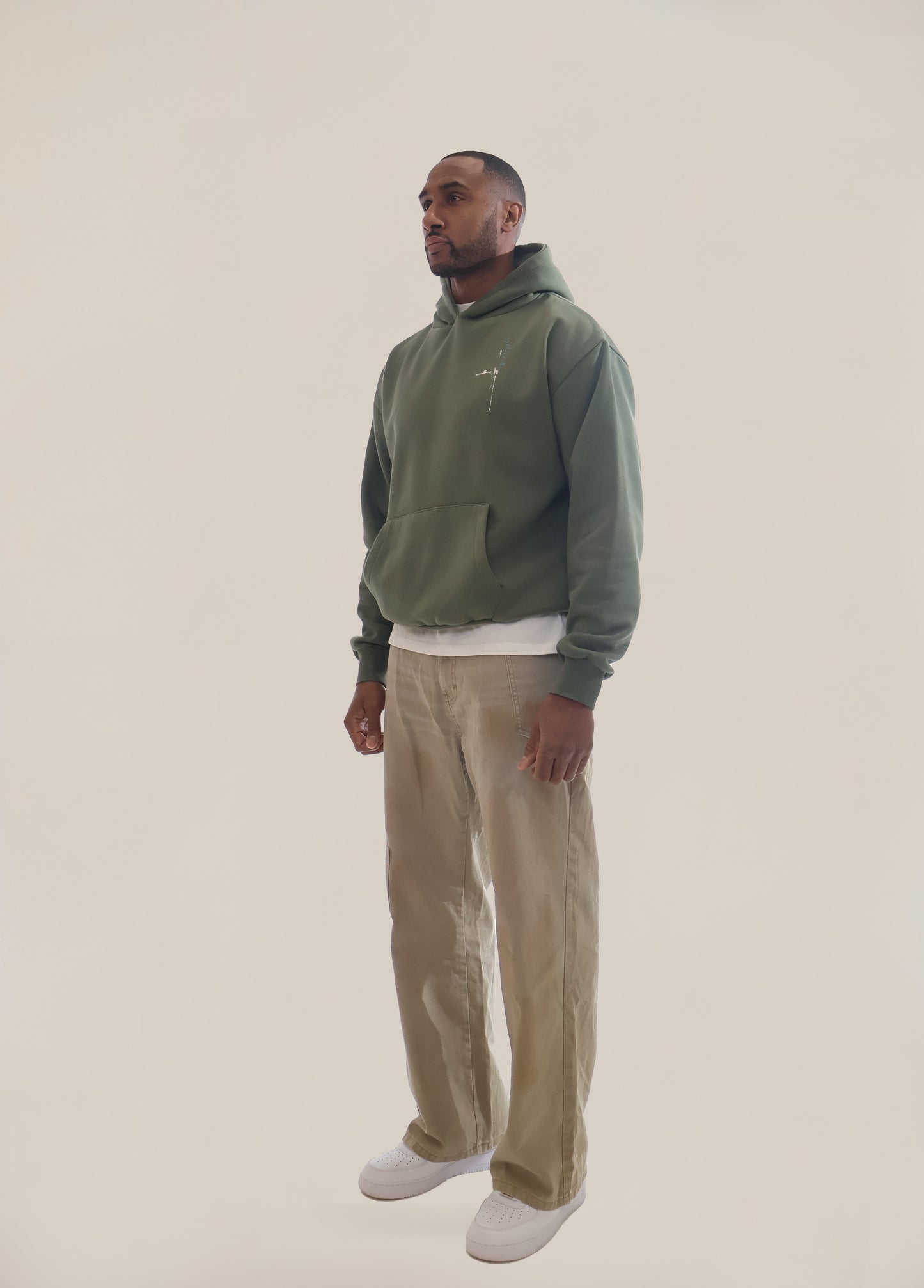 Khaki - White Beetle Hoodie