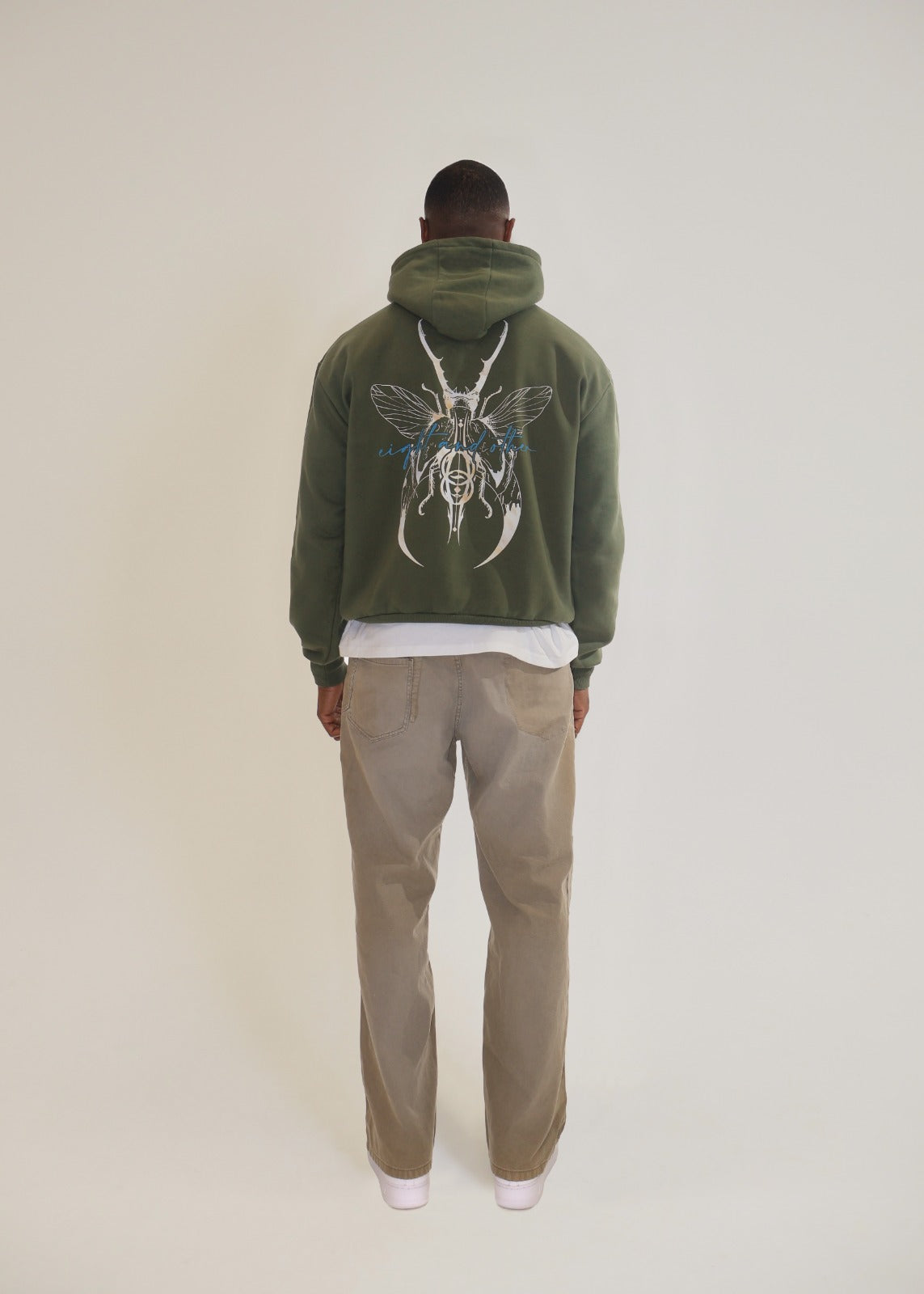 Khaki  - White Beetle Hoodie